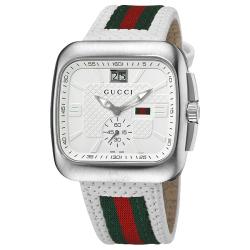 Gucci Men's 'Coupe' White Leather Strap Watch