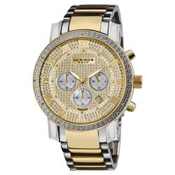 Akribos XXIV Men's Large Dial Diamond Quartz Chronograph Bracelet Watch