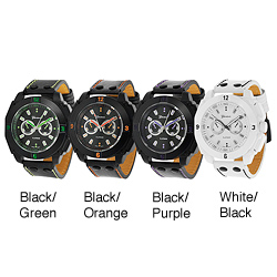 Geneva Platinum Men's Decorative Chronograph Strap Watch