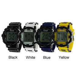 Geneva Platinum Men's Stopwatch LED-Light Silicone Digital Watch